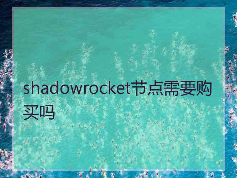 shadowrocket节点需要购买吗